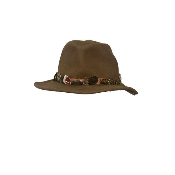 RARE VINTAGE PREOWNED Country Gentlemen Brown 100% Wool Lite Felt Safari Fedora - Picture 3 of 12
